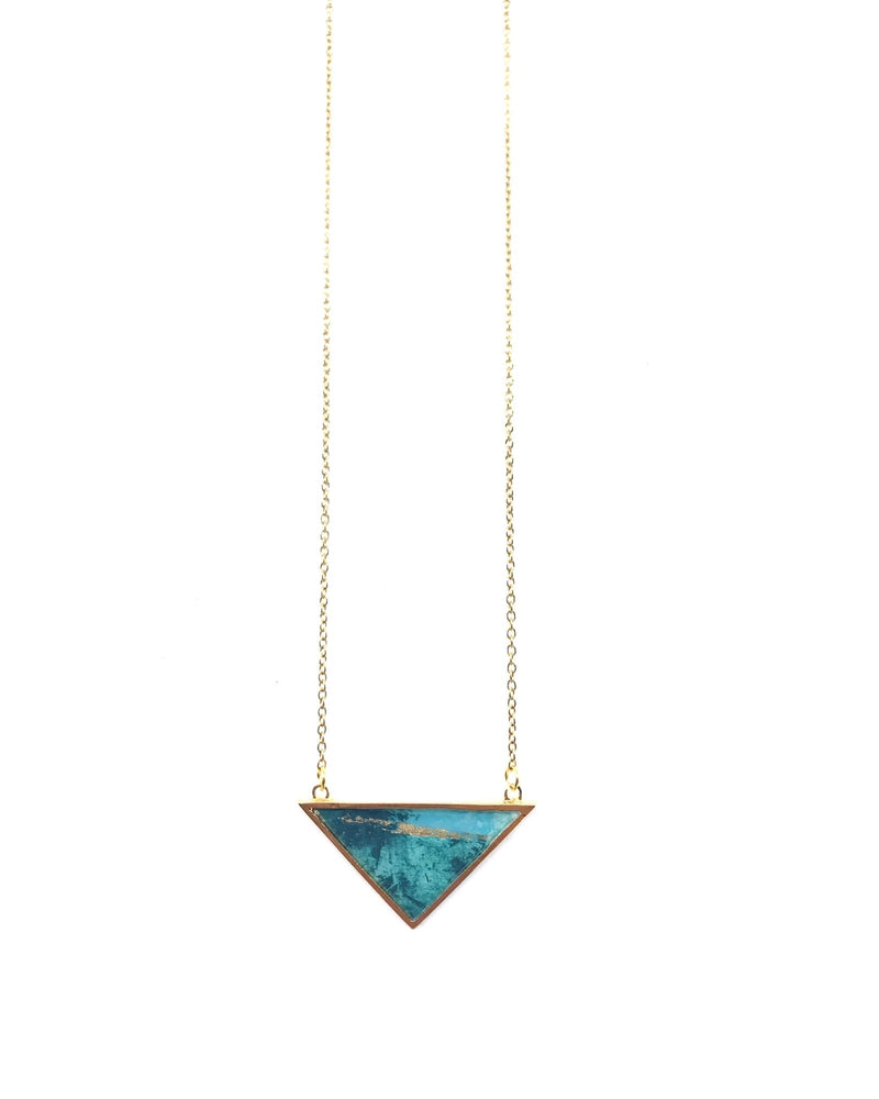 Collier Iris Long - Plaqué or Turquoise