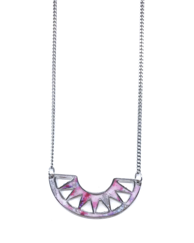 Cora Necklace - Pewter Shades of pink
