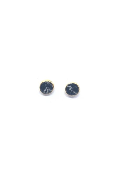 Lena Earrings - Black Marble Plated