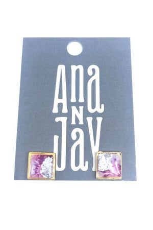 Boucles d'Oreilles Agathe - Plaqué or Marbre Rose