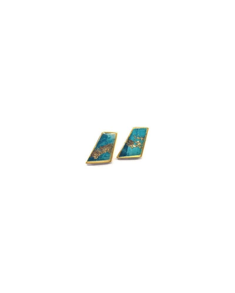 Boucles d'Oreilles Lydia - Plaqué or, Turquoise et or