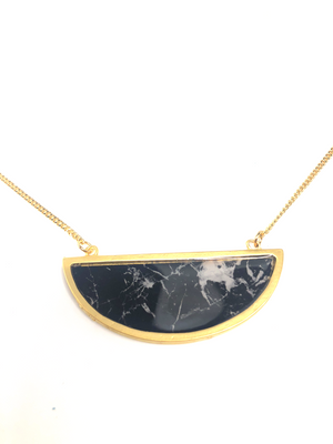 Bella Necklace - Gold Plated Black Marble