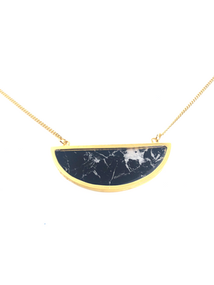 Bella Necklace - Gold Plated Black Marble