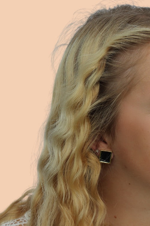 Mila Earrings - Black Marble Plated