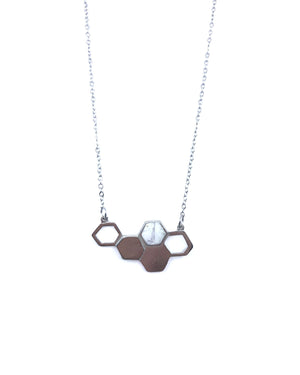 Deborah Necklace - Pewter, White marble