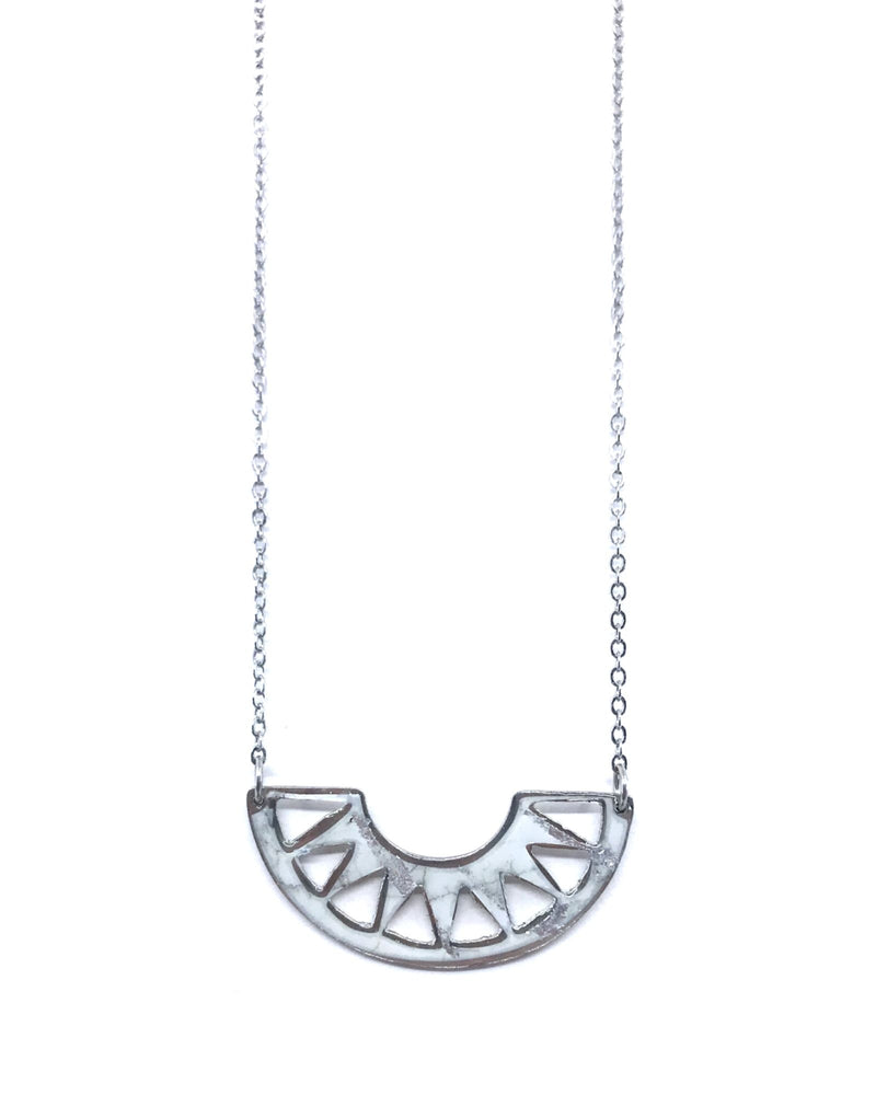 
                
                    Upload image to gallery, Cora necklace - White marble pewter
                
            