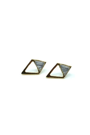 Boucles d'Oreilles Gabriella - Plaqué or Marbre Blanc