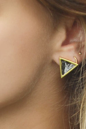 Ariel Earrings - Black Marble Plated