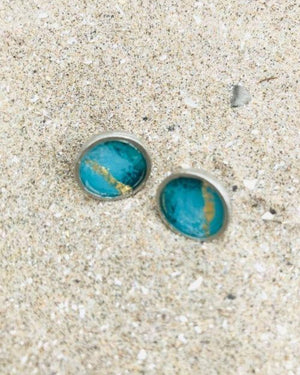 Boucles d'Oreilles Stella - Étain Turquoise et or