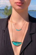 Chevron Necklace - Gold Plated, Turquoise and Gold