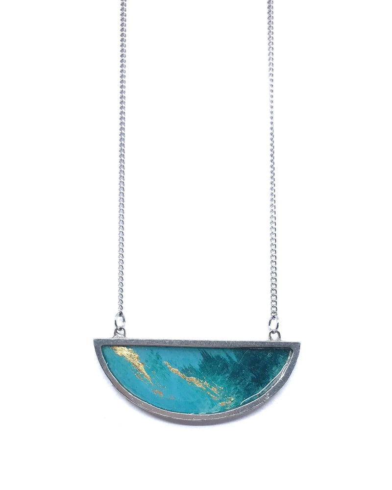 Bella Necklace - Pewter, Turquoise and Gold