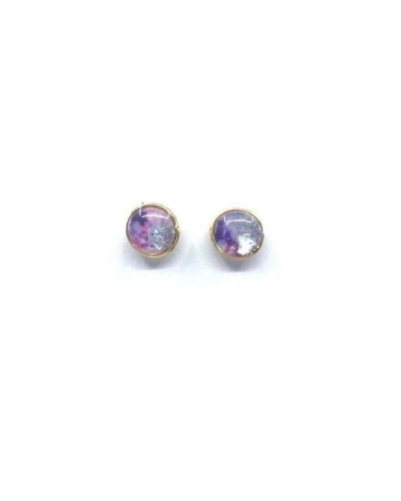 Lena Earrings - Pink Marble Plated