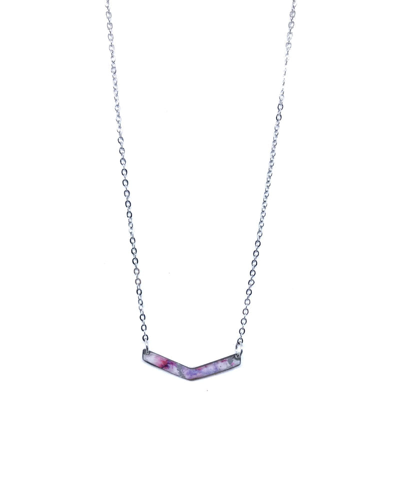 Chevron Necklace - Pewter, Shades of Pink