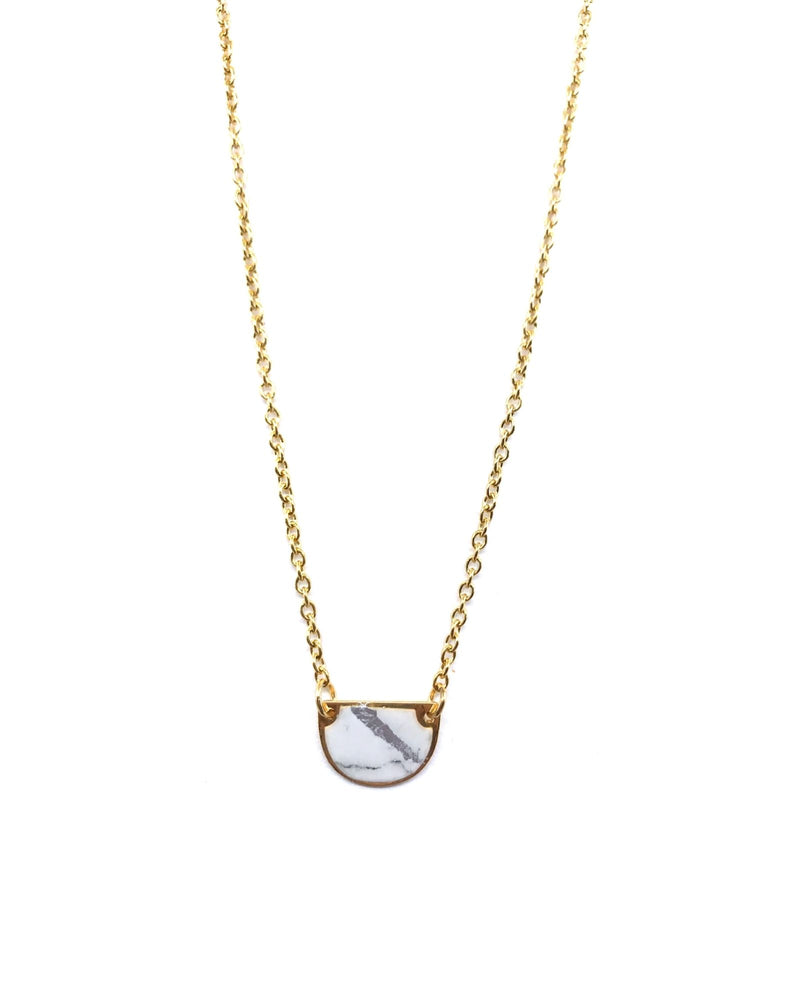Beatrice Necklace - White Marble Gold Plated
