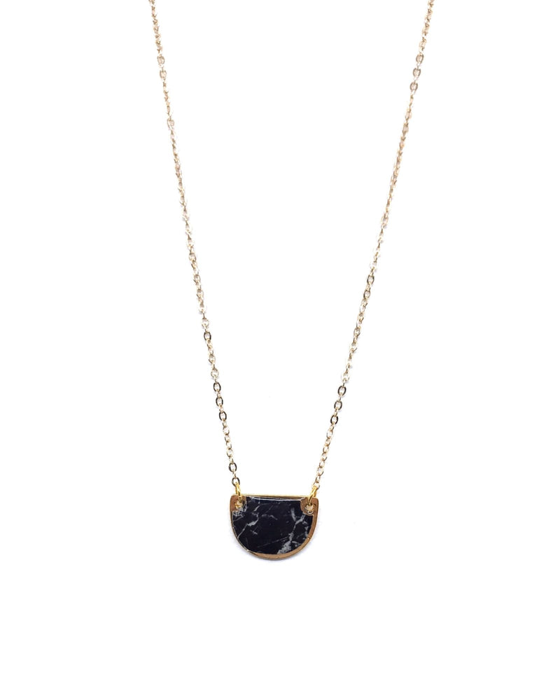Beatrice Necklace - Gold Plated Black Marble