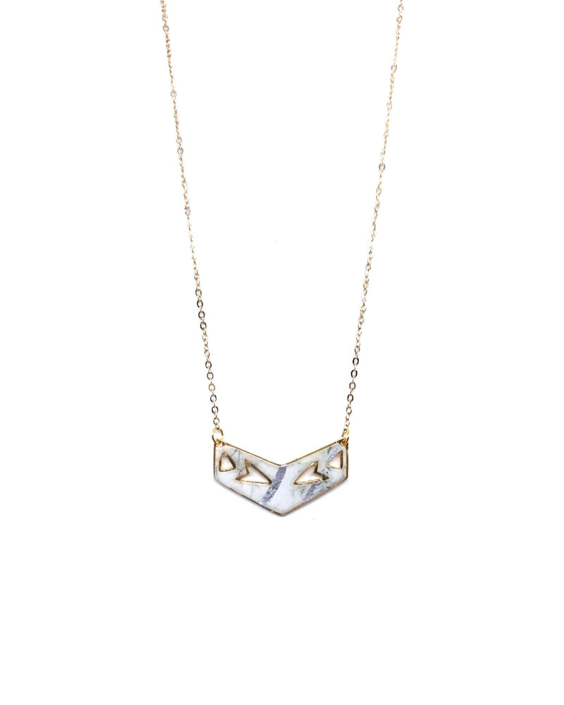 Gigi Necklace - Gold plated, White marble