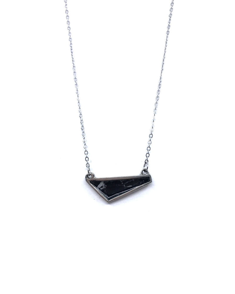 
                
                    Upload image to gallery, Eva Necklace - Pewter, black marble
                
            