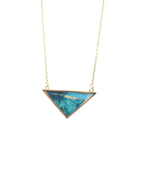 Long Iris Necklace - Turquoise Gold Plated