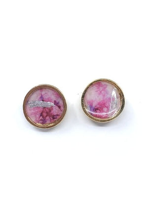 Stella Earrings - Pink Marble Plated